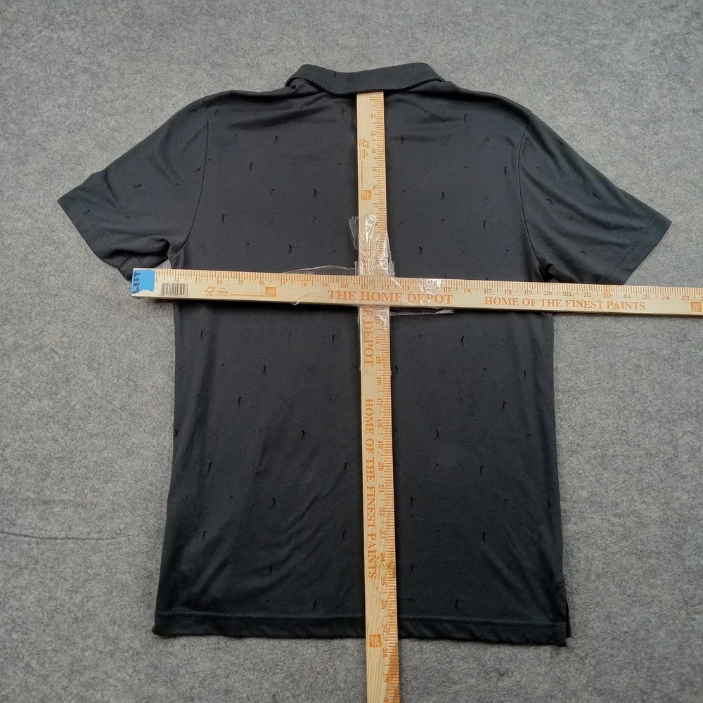 Adidas Polo Shirt Mens Large Black Golf Graphic‎ Performance Stretch Top FL4817
